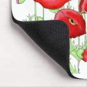 Red Pink Poppies Art aangepast monogram op maat Muismat (Hoek)