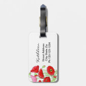 Red Pink Poppies Art Aangepaste naam Bagagelabel (Achterkant verticaal)