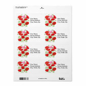 Red Pink Poppies Art Aangepaste naam Etiket (Full Sheet)