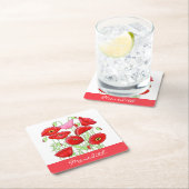 Red Pink Poppies Art Aangepaste naam Kartonnen Onderzetters (Insitu)