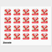 Red Pink Poppies Art Aangepaste naam Vierkante Sticker (Vel)