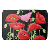 Red Pink Poppies Art Custom Decorative Black Badmat (Voorkant)