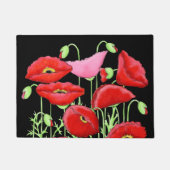 Red Pink Poppies Art Custom Decorative Black Deurmat (Voorkant)