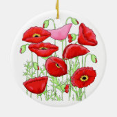 Red Pink Poppies Art Custom Gardener Floral Keramisch Ornament (Achterkant)