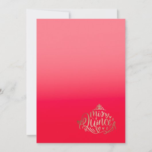 Red Pink Quinceañera Uitnodiging Sjabloon (Achterkant)