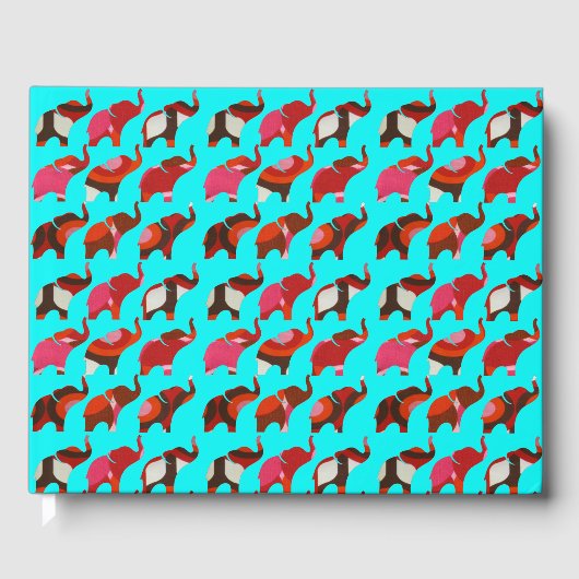 Red & Pink Retro Elephants Gastenboek (Voorkant)