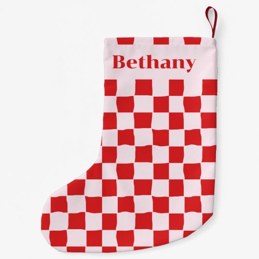 Red Pink Retro Groovy  Kleine Kerstsok (Achterkant)