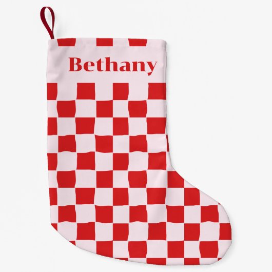 Red Pink Retro Groovy  Kleine Kerstsok (Voorkant)