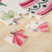Red Pink Retro Ornaments Christmas Legpuzzel (Zijkant)