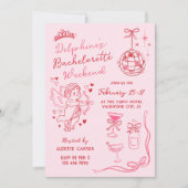 Red Pink Romantic Cupid Bachelorette Weekend Kaart (Voorkant)