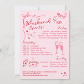 Red Pink Romantic Cupid Bachelorette Weekend Kaart (Achterkant)