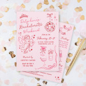 Red Pink Romantic Cupid Bachelorette Weekend Kaart