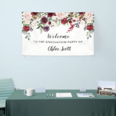 Red Pink Rose Bloemen Afstudeerfeest Welkom Spandoek (Beurs)