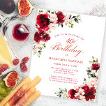 Red Pink Rose Floral Budget Uitnodiging Verjaardag<br><div class="desc">Nieuw voor de lente en zomer 2024. Elegante rode rozen en roze pioenen versieren een traditioneel bloemmotief. Klassieke kalligrafie duidt op de mijlpaal verjaardag. Uitnodiging is eenvoudig te personaliseren. Het maakt deel uit van het Red Rose en Pink Peony collectie sjabloon dat professioneel ontworpen uitnodigingsborden, welkomstborden, bedankbriefjes en feestdecoraties bevat....</div>