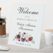 Red Pink Rose Floral Memorial Service Reclamebord Met Voetstuk (Insitu)