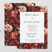 Red Pink Rose Flowers Bridal Shower Kaart (Voorkant / Achterkant)