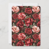 Red Pink Rose Flowers Bridal Shower Kaart (Achterkant)