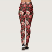 Red Pink Rose Flowers Leggings (Achterkant)