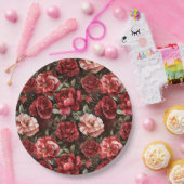 Red Pink Rose Flowers Papieren Bordje (Feest)