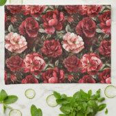 Red Pink Rose Flowers Theedoek (Gevouwen)