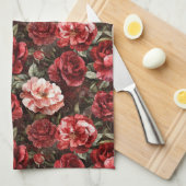 Red Pink Rose Flowers   Theedoek (Quarter Fold)