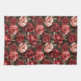 Red Pink Rose Flowers Theedoek