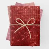 Red Pink Rose Gold Glitzy Chic Glam Sparkle Inpakpapier Vel (In situ)
