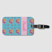 Red Pink Rose Shabby Chic Blauwgroen Aqua Floral F Bagagelabel (Voorkant (horizontaal))