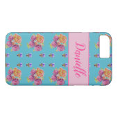 Red Pink Rose Shabby Chic Blauwgroen Aqua Floral F Case-Mate iPhone Case (Achterkant (Horizontaal))