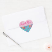Red Pink Rose Shabby Chic Blauwgroen Aqua Floral F Hart Sticker (Envelop)