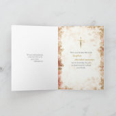 Red Pink Roses Frame Orthodox Christian Birthday Kaart (Binnen)