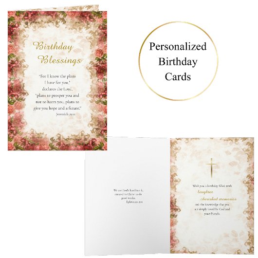 Red Pink Roses Frame Orthodox Christian Birthday Kaart