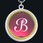 Red Pink Ruby Gem Monogram Zilver Vergulden Ketting<br><div class="desc">Elegant en uniek ontwerp met edelsteen. Zeer nauwkeurige modellering en rendering van verpleegkundigen in 3D Studio Max door Bulgan Lumini.Part uit de serie Hyper Talismans.</div>