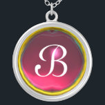 Red Pink Ruby Gem Monogram Zilver Vergulden Ketting<br><div class="desc">Elegant en uniek ontwerp met edelsteen. Zeer nauwkeurige modellering en rendering van verpleegkundigen in 3D Studio Max door Bulgan Lumini.Part uit de serie Hyper Talismans.</div>