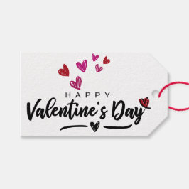 Red Pink Scribble Hearts Valentijnsdag Script Cadeaulabel