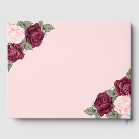 Red Pink Silver Floral Foto Memorial Gastenboek (Achterkant)