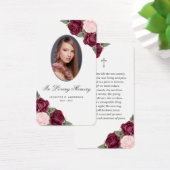 Red Pink Silver Floral Memorial Funeral Kaart (Bureau)
