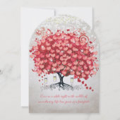 Red Pink Silver Woodsy Heart Leaf Wedding Kaart (Achterkant)