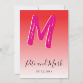 Red Pink Simple Monogram New Epic Weddenschap Kaart (Voorkant)