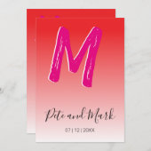 Red Pink Simple Monogram New Epic Weddenschap Kaart (Voorkant / Achterkant)