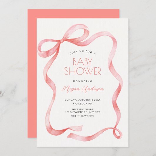 Red pink soft ribbon  kaart (Voorkant / Achterkant)