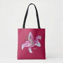 Red Pink Stargazer Lily All-Over_Print Tas