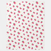 Red Pink Strawberry Pattern Cute Flowers Fleece Deken (Voorkant)