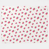Red Pink Strawberry Pattern Cute Flowers Fleece Deken (Voorkant (Horizontaal))