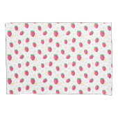 Red Pink Strawberry Pattern Cute Flowers Kussensloop (Voorkant)