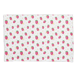 Red Pink Strawberry Pattern Cute Flowers Kussensloop
