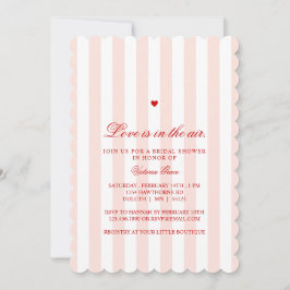 Red Pink Stripe Love is in the Air Bridal Shower Kaart
