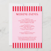 Red & Pink Stripes Bachelorette Weekendprogramma Kaart (Achterkant)