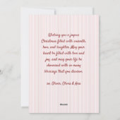 Red Pink Stripes & Bow Frame Christmas Photo Feestdagenkaart (Achterkant)