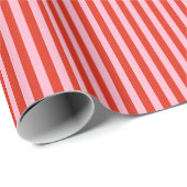 Red Pink Stripes Retro Cadeaupapier (Rol Hoek)